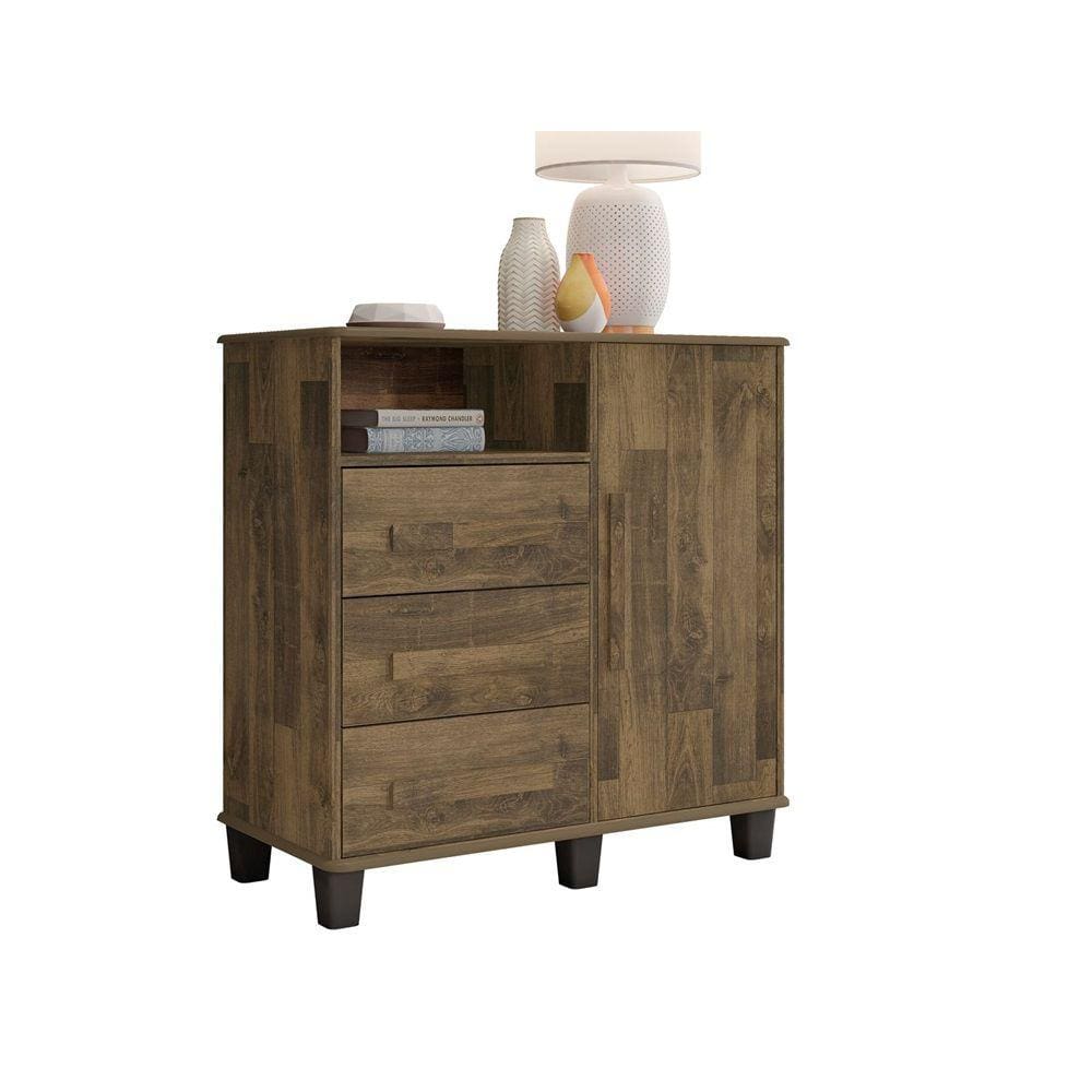 Cômoda Ímola 1 Porta e 3 Gavetas Amadeirado – RV Móveis
