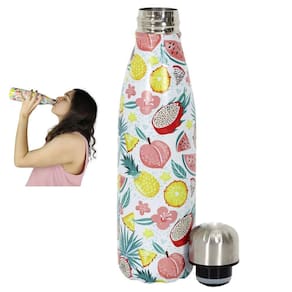 Garrafa Termica Estampa Frutas Flores Inox 500ml Florido Floral Dia a Dia Trabalho Academia Corrida Caminhada Squeeze Agua Gelada Resistente Portatil