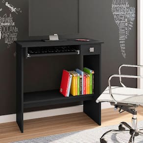 Mesa para Computador Pequena 1 Gaveta 1 base de teclado Cor Preto - AJL Móveis