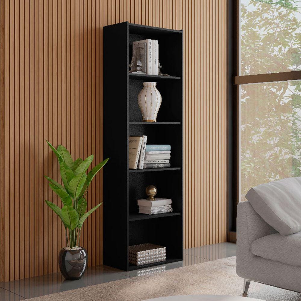 Estante para Livros com 4 Prateleiras Luiza Cor Preto - AJL Móveis