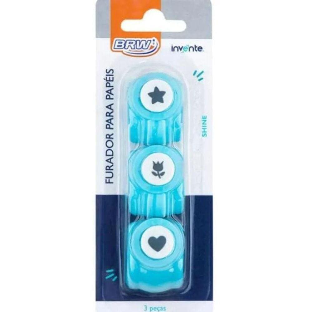 Furador De Papel Shine 10Mm Com 3 Peças - Brw