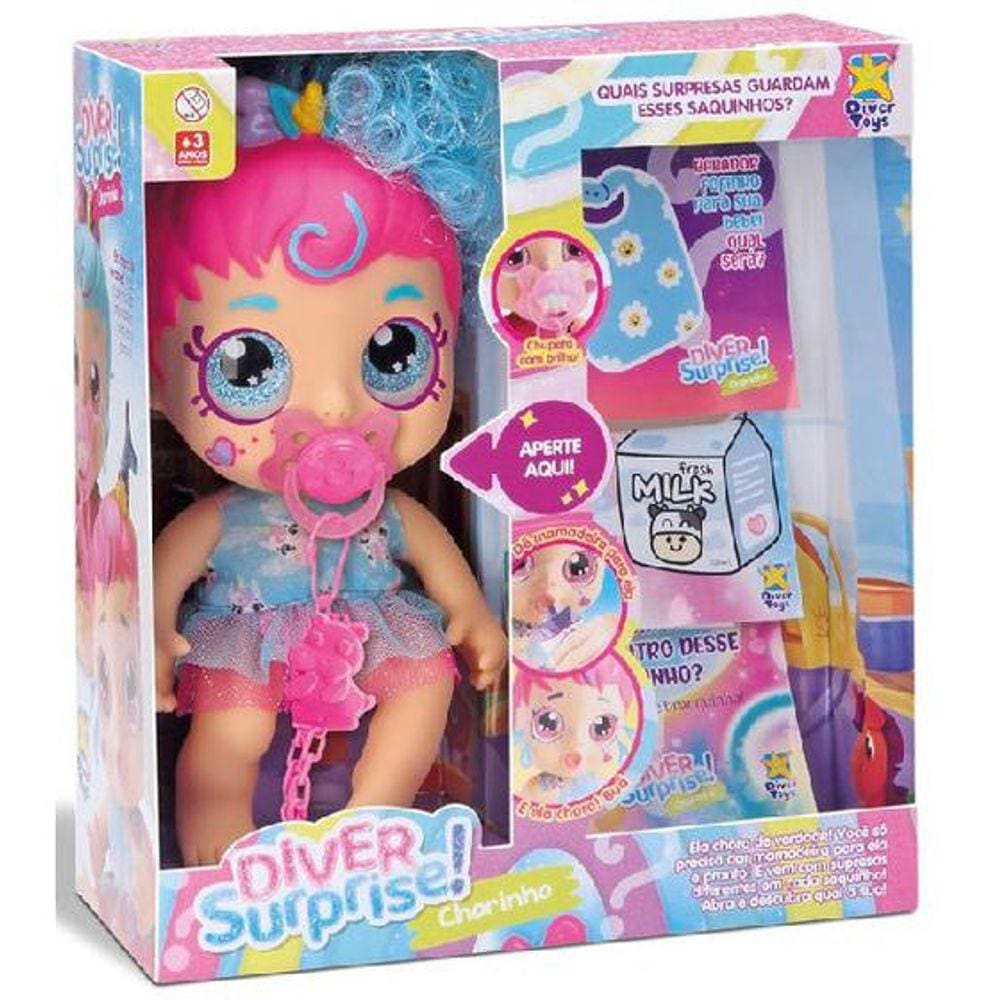 Boneca - Diver Surpresa Baby - Mama e Chora - Pink DIVERTOYS