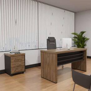 conjunto de mesa de escritório e gaveteiro executiva 3 gv marrom e preto