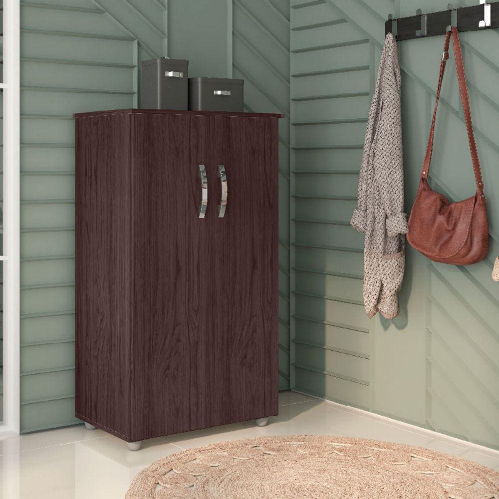 Armário Multiuso Organizador Rosana 2 Portas MDP 60cm Cor Castanho - AJL Móveis