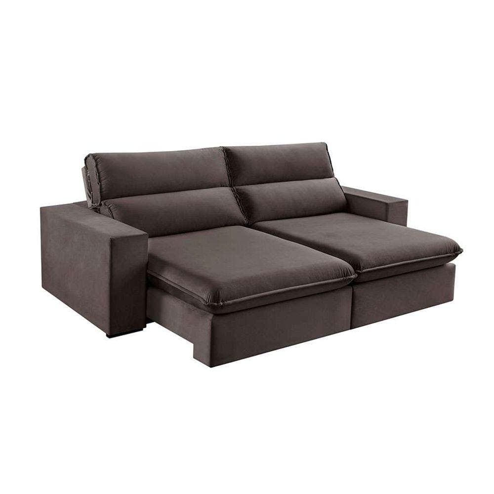 sofá 4 lugares retrátil e reclinável free veludo cinza 250 cm