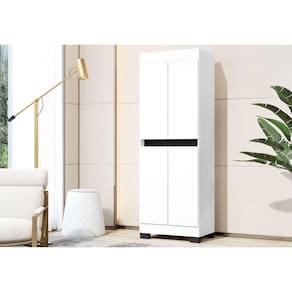 Armário Multiuso Escritório Quarto 4 Portas Toquio Branco com Preto - Rede Móveis