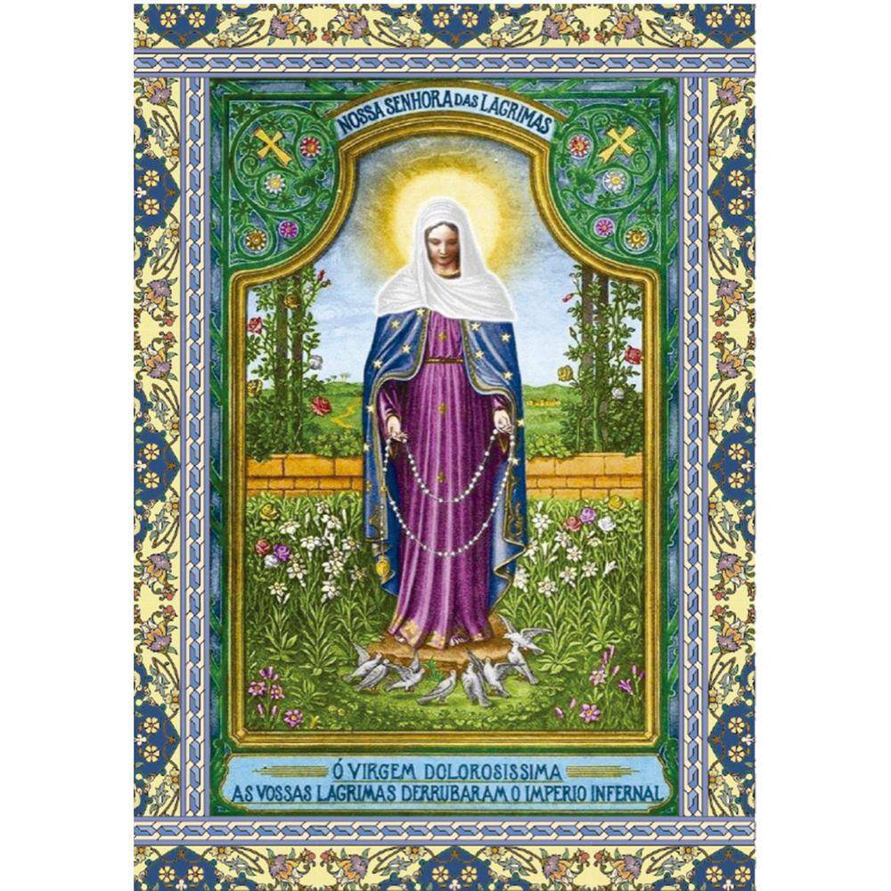 Santinho Coroa Nossa Senhora das Lágrimas (oração verso) - 7x10 cm 1000
