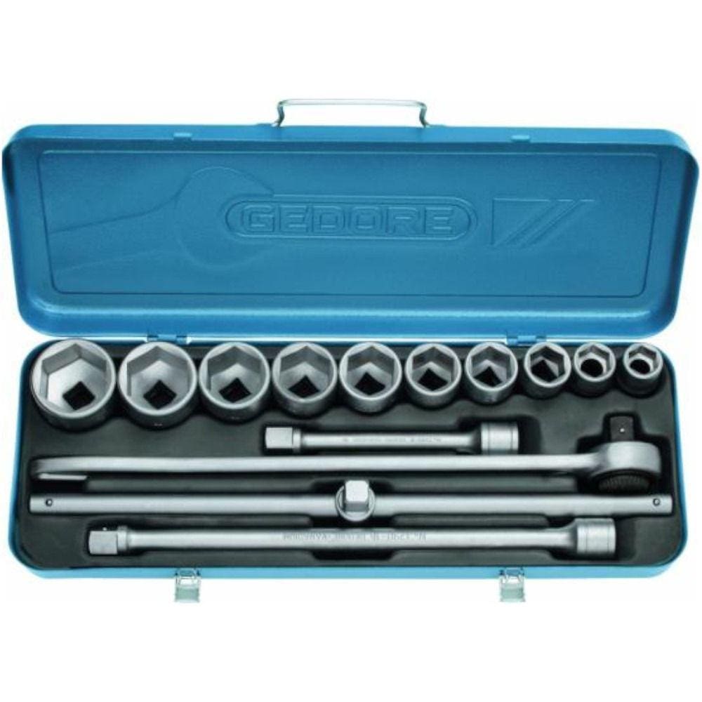 Jogo de soquete sextavado 22 a 50 mm encaixe 3/4" com 14 peças - Gedore
