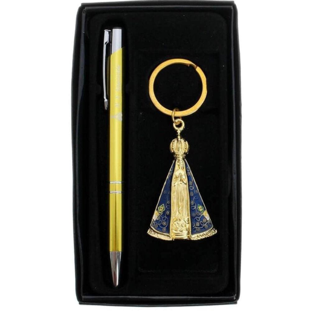 Chaveiro Nossa Senhora Aparecida com Caneta e Estojo