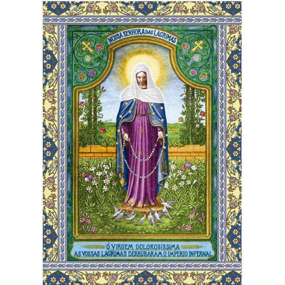 Santinho Coroa Nossa Senhora das Lágrimas (oração verso) - 7x10 cm 3000
