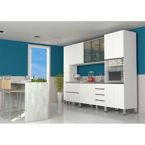 Cozinha 6 Pçs Sem Tampo De 120 Branco Vidro Branco Com Concreto