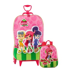 Mochila 3d Rodinha Tripla Lancheira Moranguinho 3d Maxtoy