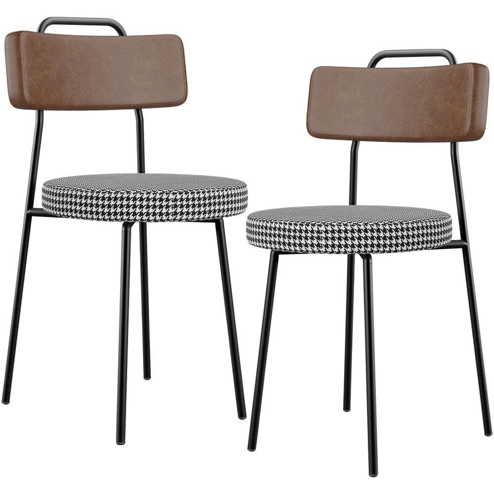 Kit 02 Cadeiras Decorativas Estofada Sala Jantar Barcelona L02 Couríssimo Marrom Pied Poule - Lyam