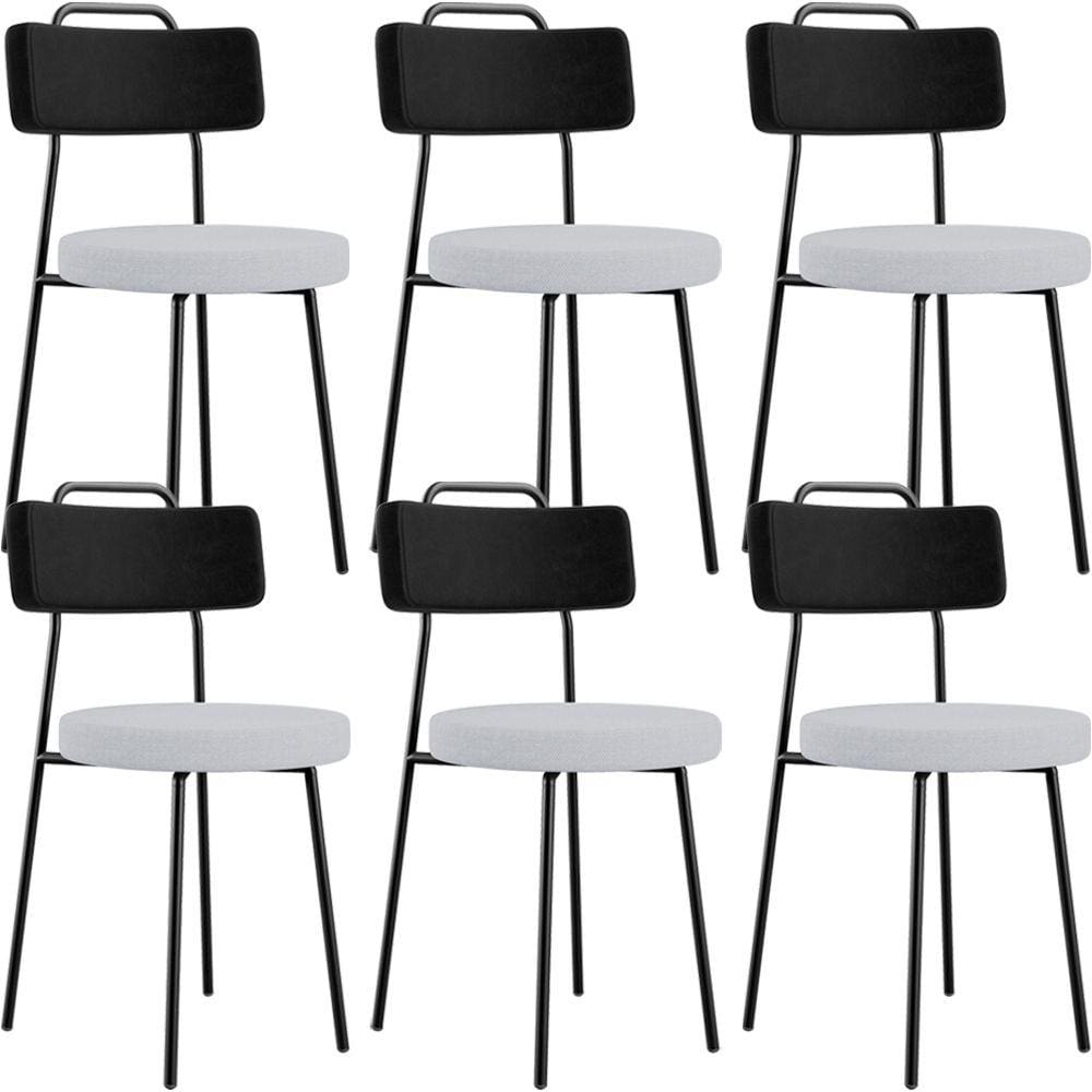 Kit 06 Cadeiras Decorativa Estofada Sala Jantar Barcelona L02 Couríssimo Preto Linho Cinza - Lyam