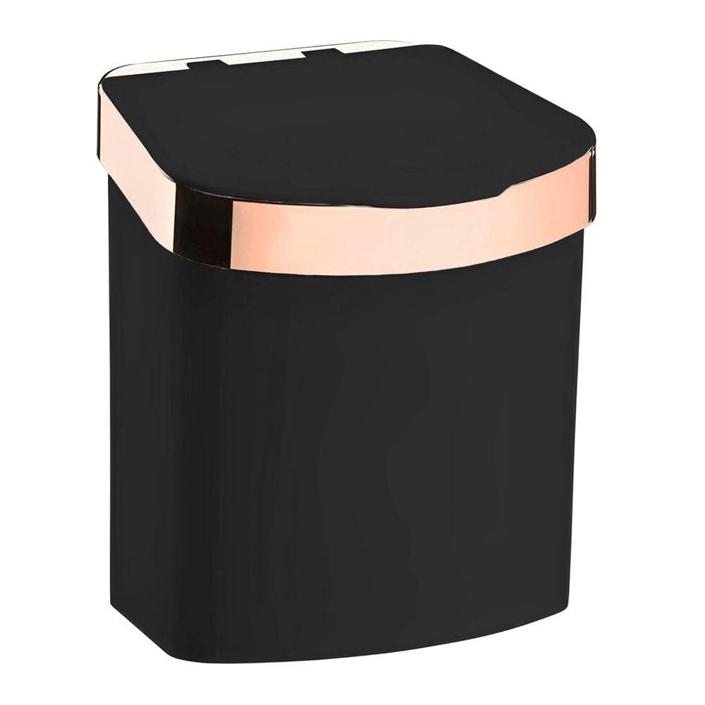 Lixeira 2,5 Litros Cesto Lixo Plástico Para Bancada Pia Cozinha Preto Rose Gold - 521PTR Future