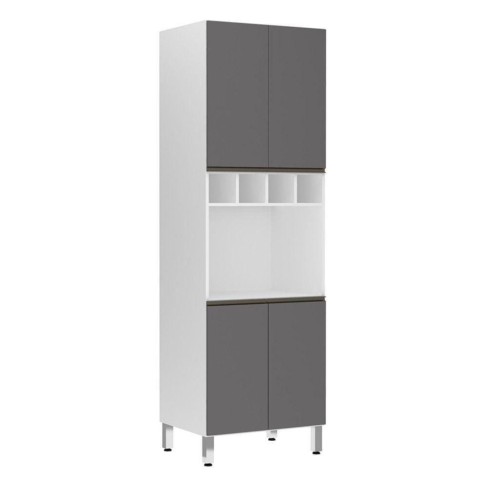 Paneleiro Perola 70 Cm C/ Nicho Microondas Branco C/ Cinza P