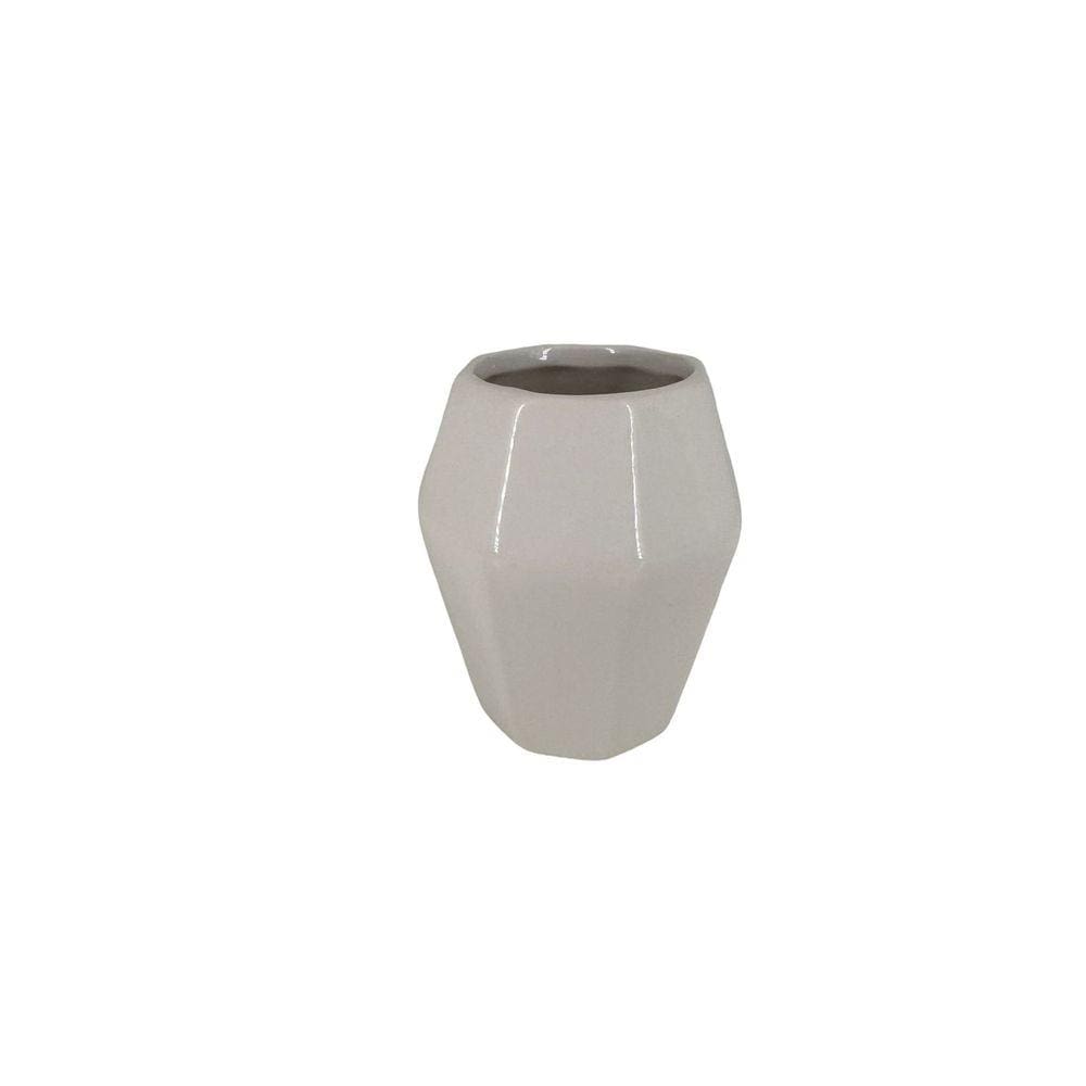 Vaso Cachepot Decorativo Ceramica Branco 12 Cm Altura