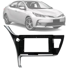 Moldura Painel 2 Din 10" Polegadas Toyota Corolla 2018 e 2019 com espaço Relógio Black Piano