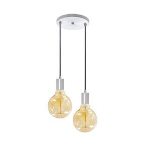 Pendente Soquete Duplo Alumínio Escovado P/ 2 Lâmpada E27 St1696