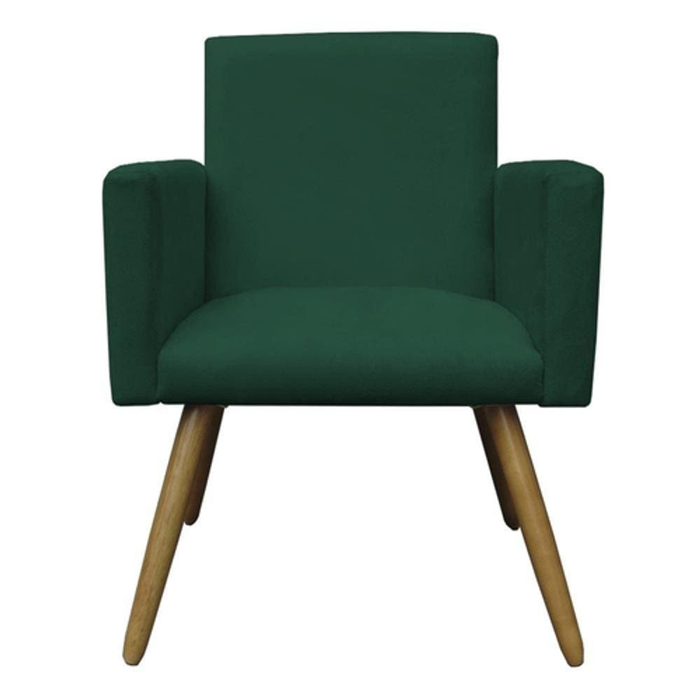 Poltrona Decorativa para Sala Escritório e Recepção Alice Confort Pés Palito Tecido Suede Cor Verde - Decora