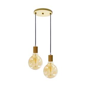 Pendente Soquete Duplo Alumínio Dourado P/ 2 Lâmpada E27 St1696