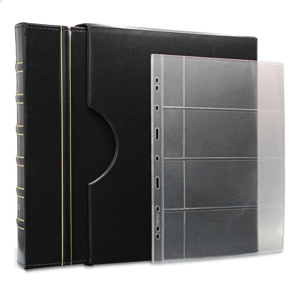 Álbum de Luxo Preto 50 Folhas c/ bolso p/ 200 Cédulas 3BZN G