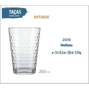 Jogo De 12 Copos Batuque 265Ml - Uso Diário