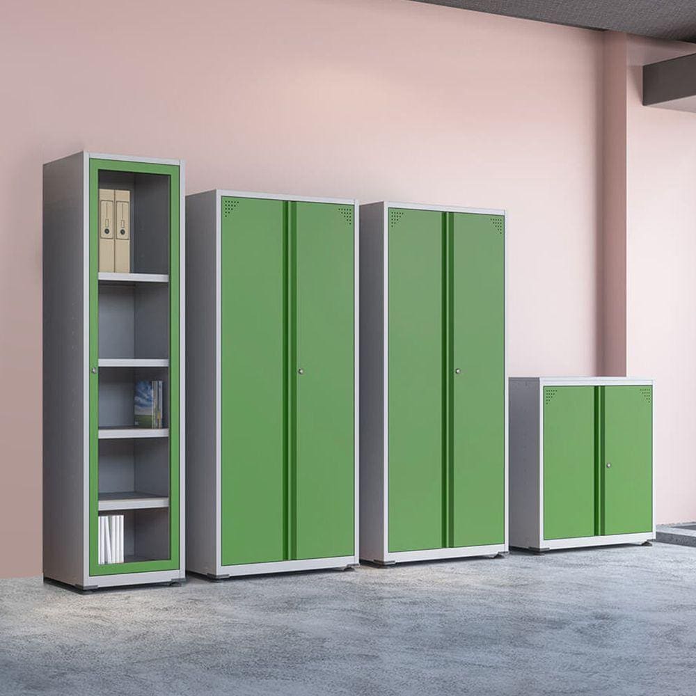 Armário De Aço 190X80x40 Pandin Ap409sl - Cinza/Verde | Ponto