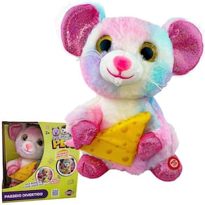 Ratinho De Pelúcia Interativo Rosa Playfull Som E Luz Toyng