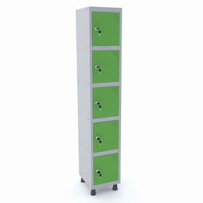 Roupeiro De Aço 1M 05 Portas Fechadura Pandin - Cinza/Verde