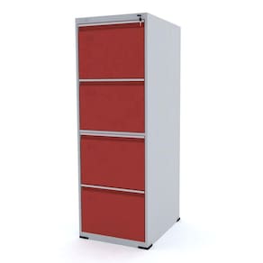 Arquivo De Aço 4 Gavetas Pandin Slm - Cinza/Vermelho