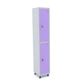 Roupeiro De Aço 1M 02 Portas Fechadura Pandin - Cinza/Lilás