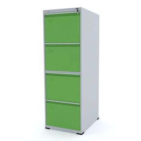 Arquivo De Aço 4 Gavetas Pandin Slm - Cinza/Verde