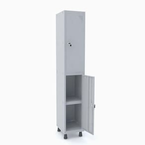 Roupeiro De Aço 1M 02 Portas C/ Prat. Fechadura Pandin - Cinza