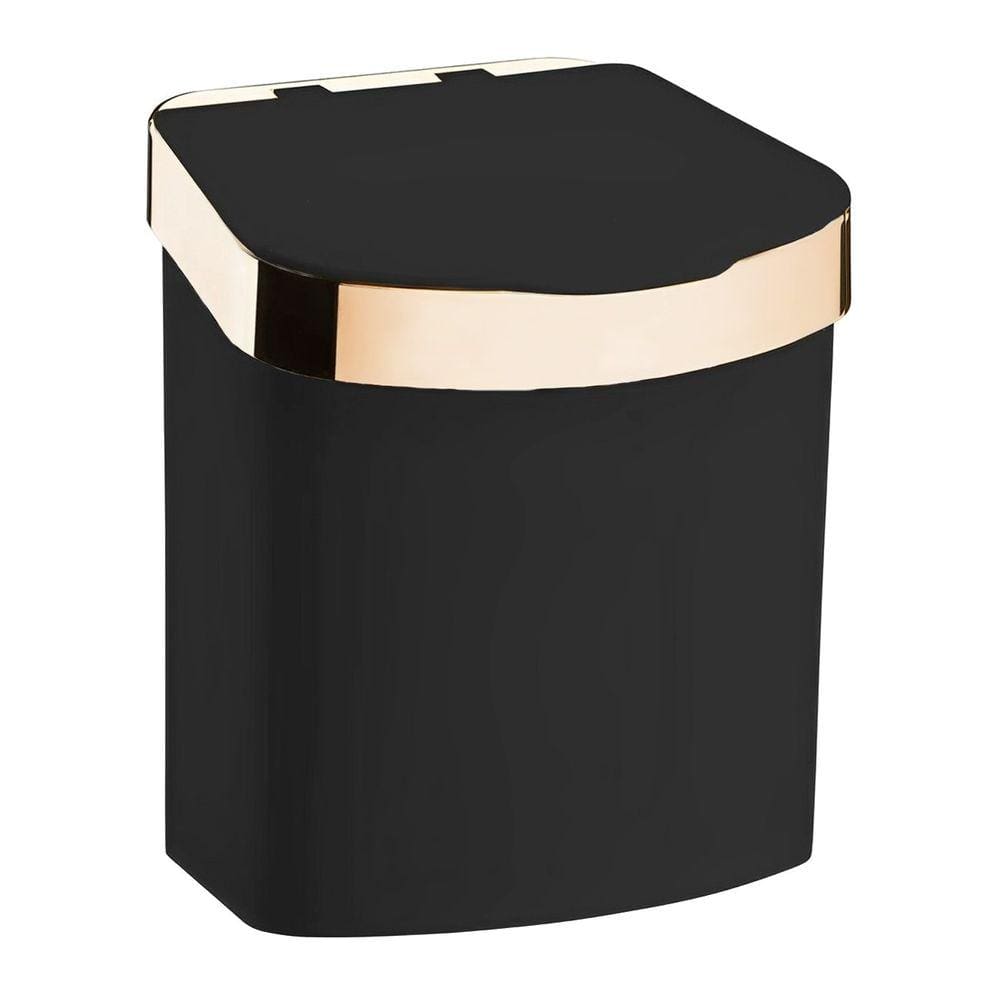 Lixeira 2,5 Litros Cesto Lixo Plástico Para Bancada Pia Cozinha Preto Dourado - 521PTD Future