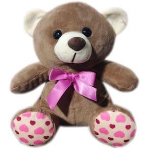 Urso Ursinho De Pelúcia Pequeno Com Laço Fofo Cesta Fizzy - 21cm