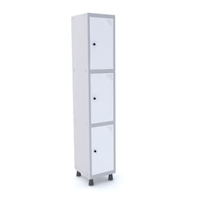 Roupeiro De Aço 1M 03 Portas Pitão Pandin - Cinza/Branco