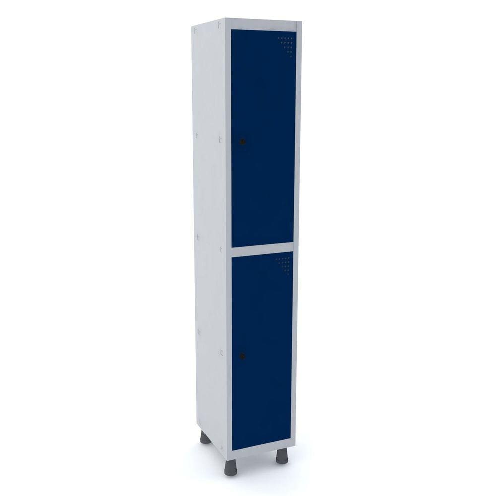 Roupeiro De Aço 1M 02 Portas Pitão Pandin - Cinza/Azul Del Rey