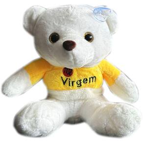 Urso Ursinho Pelucia Pequeno Bege Roupinha Signo Virgem