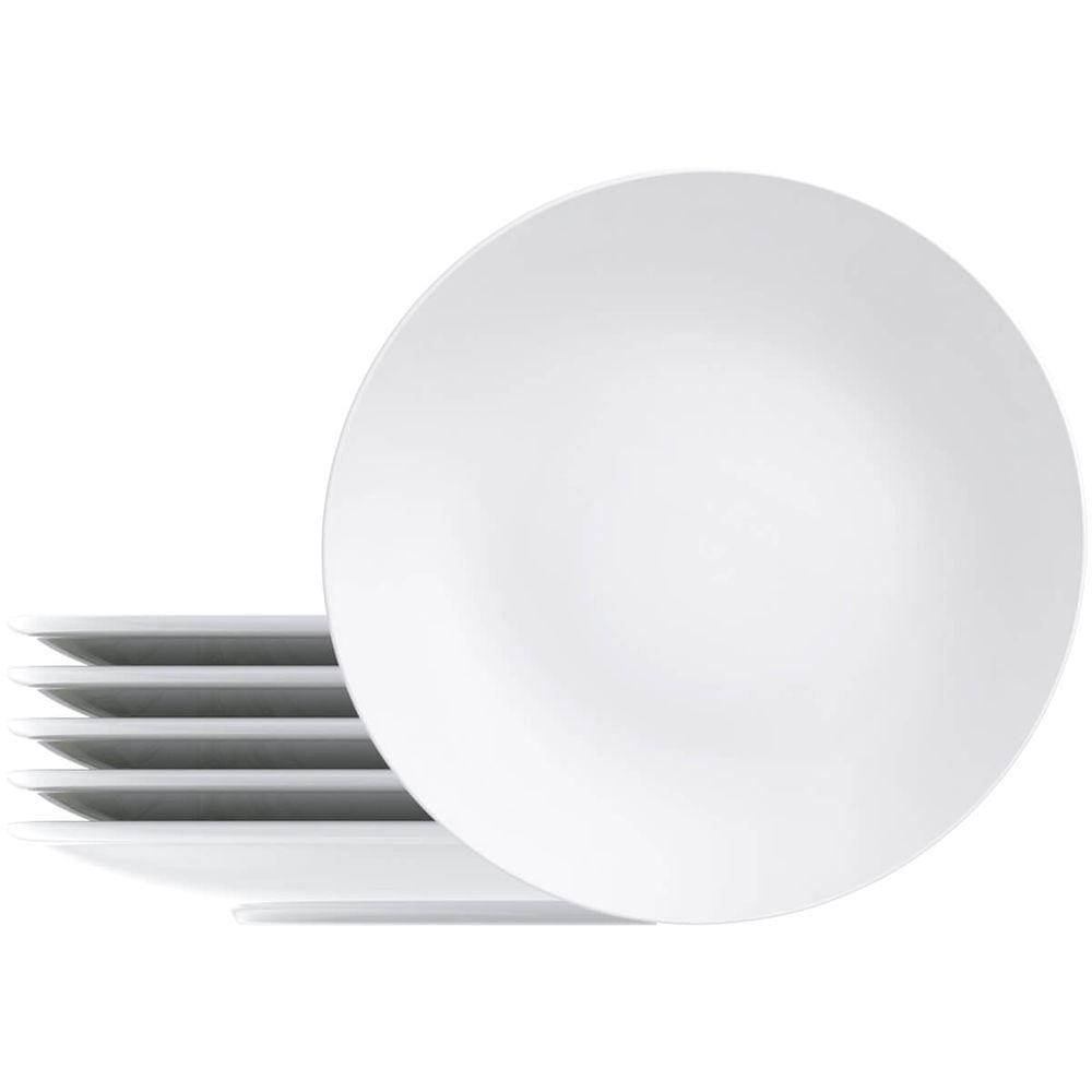 Conjunto 6 Pratos Tramontina Porcelana Leonora Rasos 25cm Branco Jogo Mesa
