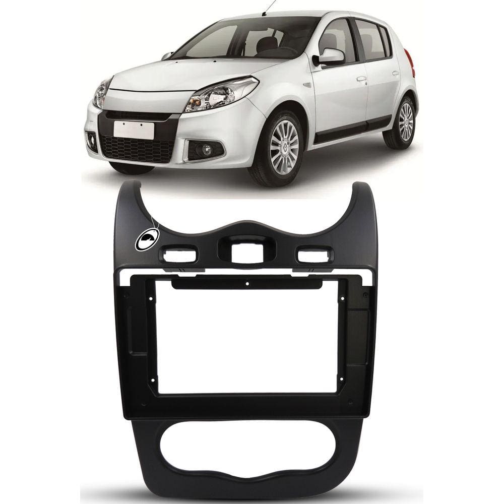 Moldura Painel 2 Din 10” Polegadas Sandero 2012 à 2014 Preto