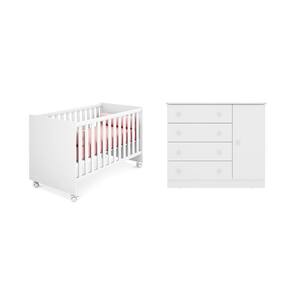 Berço Mini Cama Americano e Cômoda Sapateira Doce Sonho Branco – Qmovi