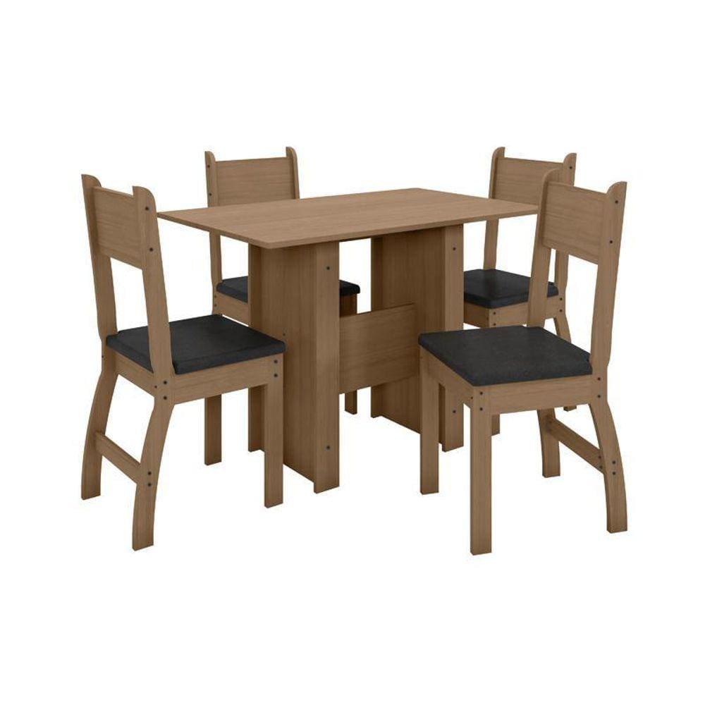Conjunto Mesa de Jantar Milano 1,08m com 4 Cadeiras Carvalho/Preto - Poliman