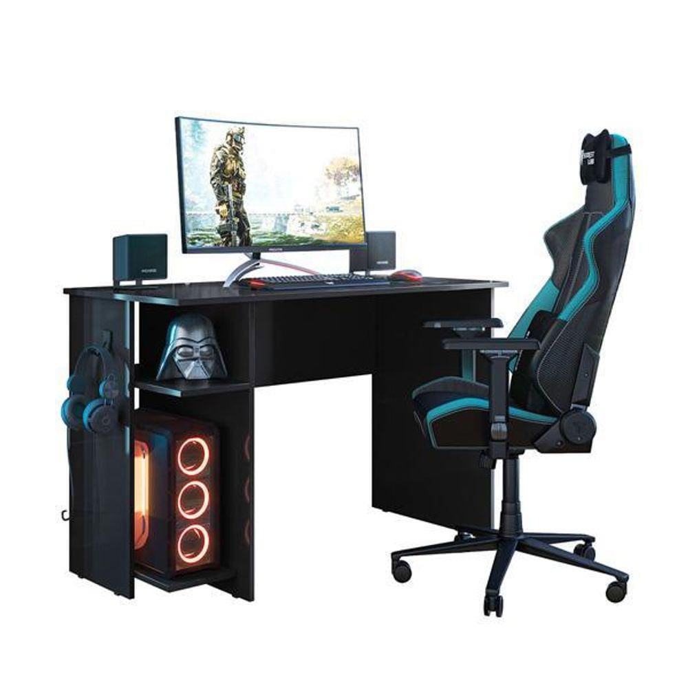 Mesa para Computador Gamer Preto Fosco  - Fdecor