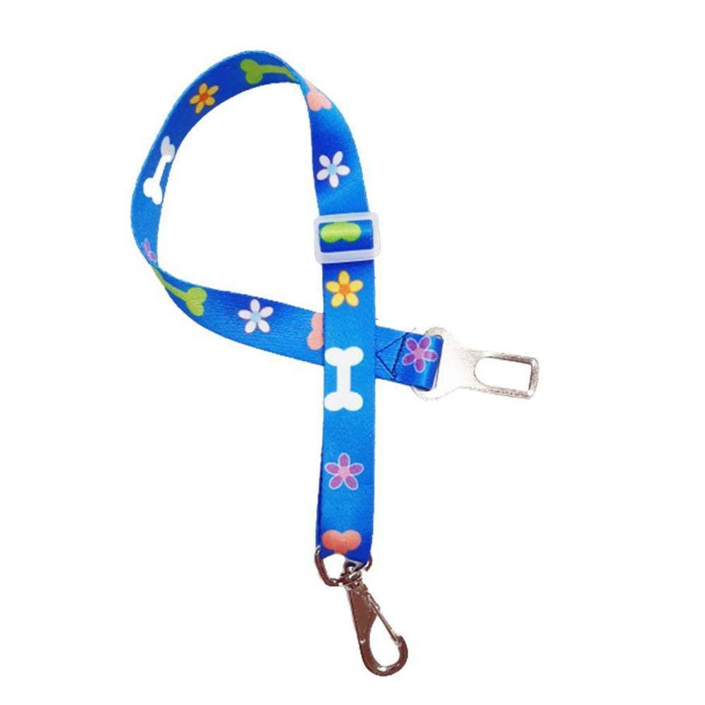 Cinto De Segurança Pet Em Seda Estampada - Azul