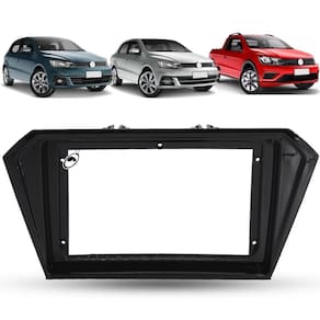 Moldura De Painel 2 Din 9 Polegadas Gol Saveiro Voyage G7 G8 2017 Em Diante - Black Piano