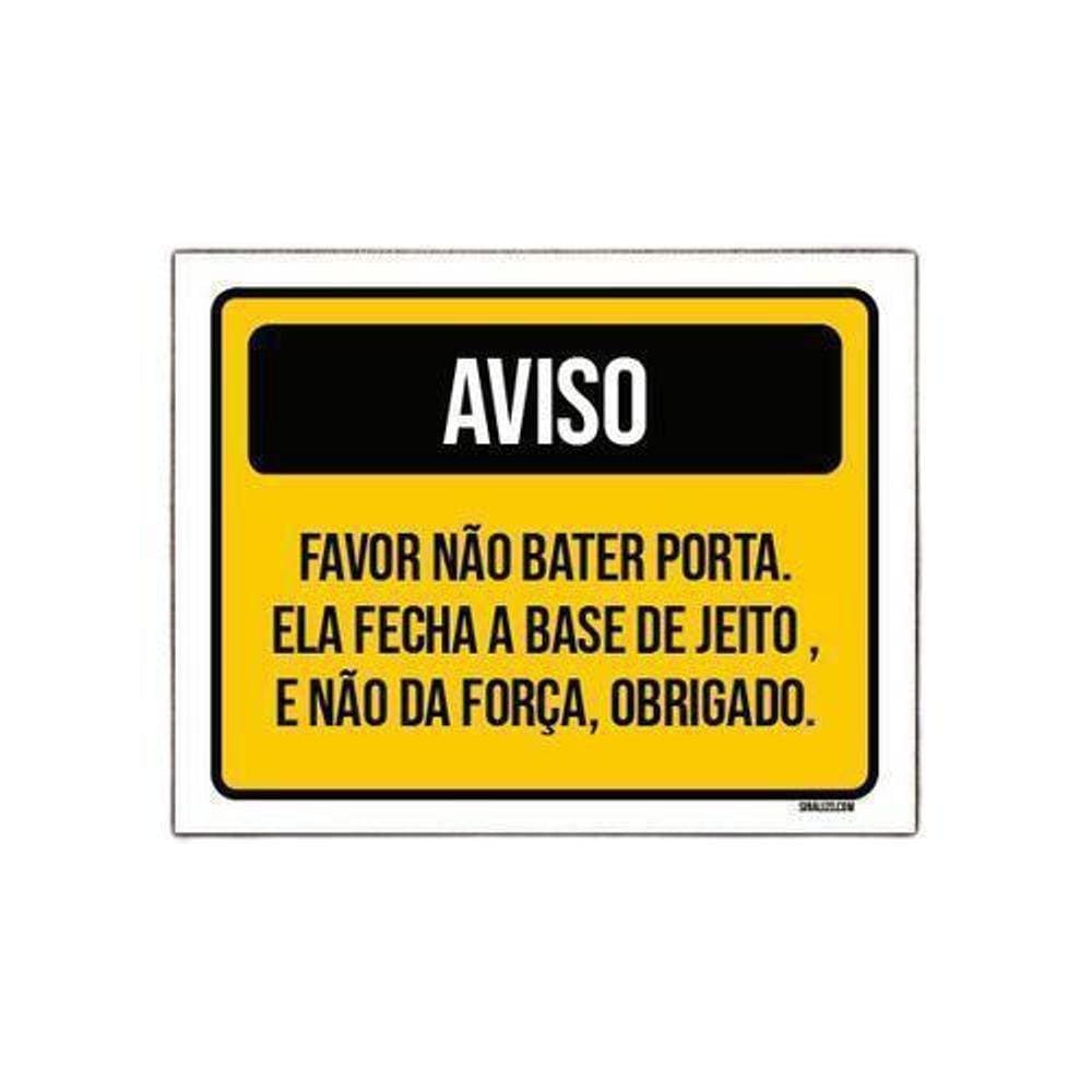 Placa Sinalização - Aviso Não Bater Porta Com Força 18X23Cm