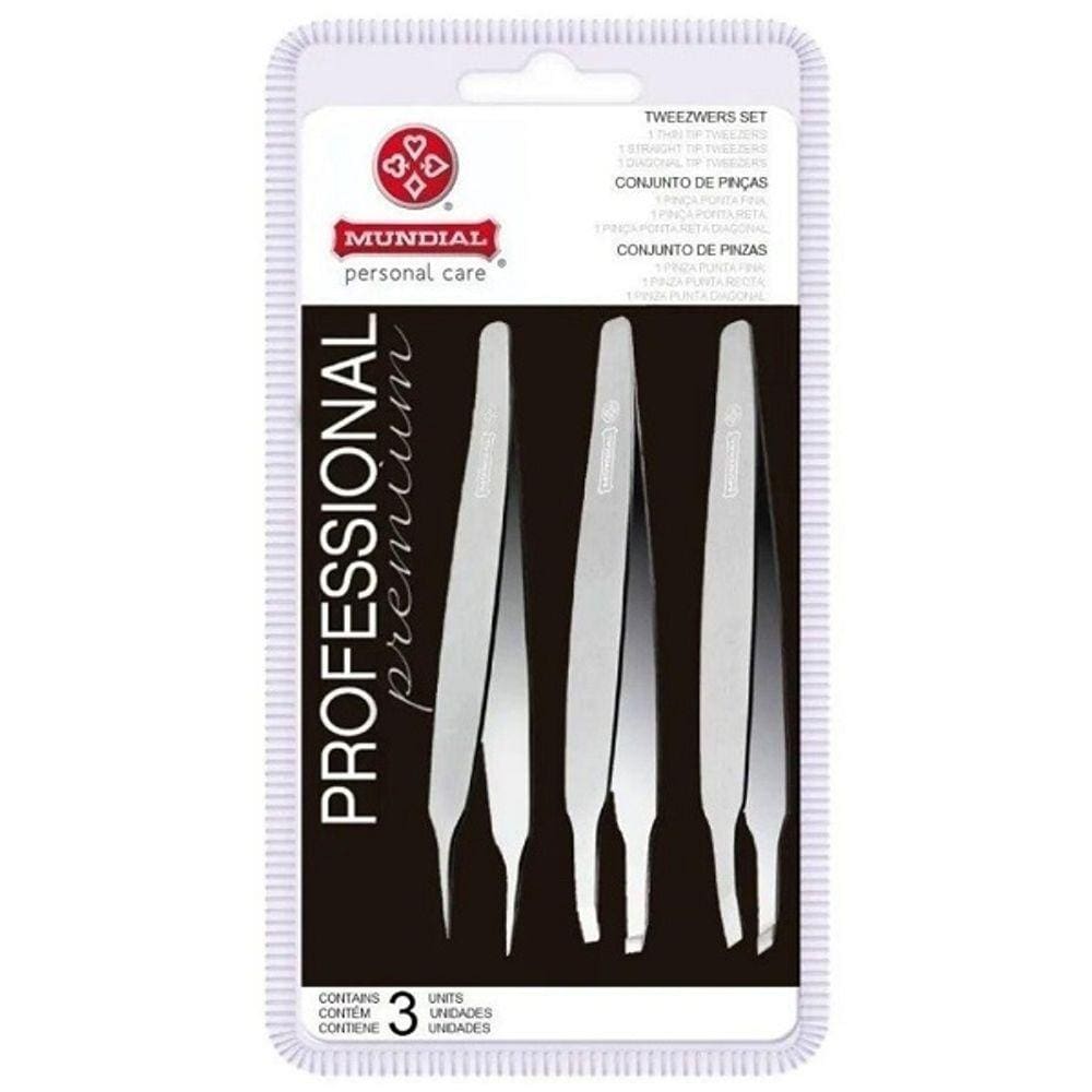 Kit Pincas Profissionais 3 Peças Mundial BC-394