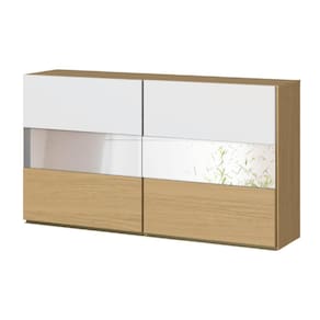 Armário de Cozinha 2 Portas com Vidro Reflecta 1,20m Duplo Aéreo Módulo Suspenso Clara Atacama / Off White Aramóveis