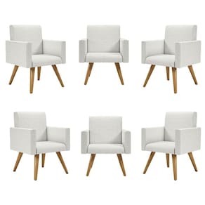 Kit 06 Poltronas Decorativa Recepção Oferta Balaqui Linho